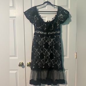 Black lace cut out cocktail dress